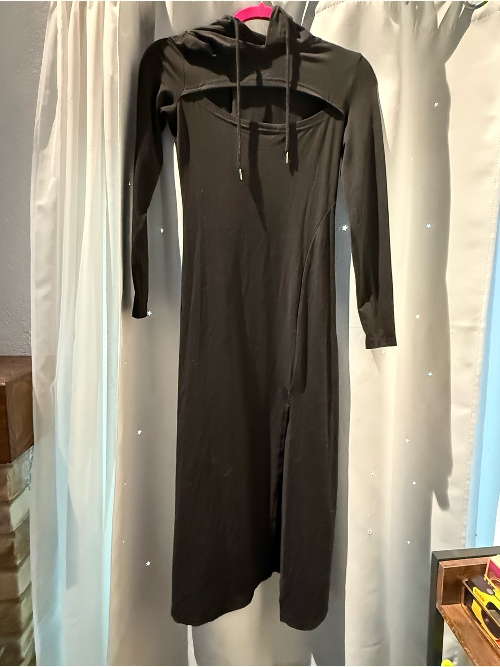 Black Hooded Cutout Women's Dress xs/small like new